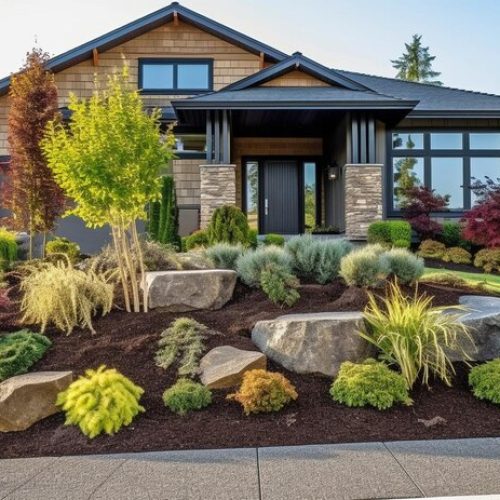 front-semimodern-house-is-maintenanceintensive-landscaping-generative-ai-image-captured-directly-residence_28914-21742